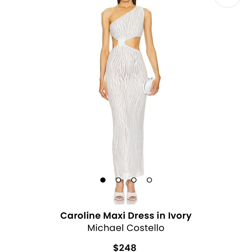 Michael Costello Ivory One Shoulder Dress